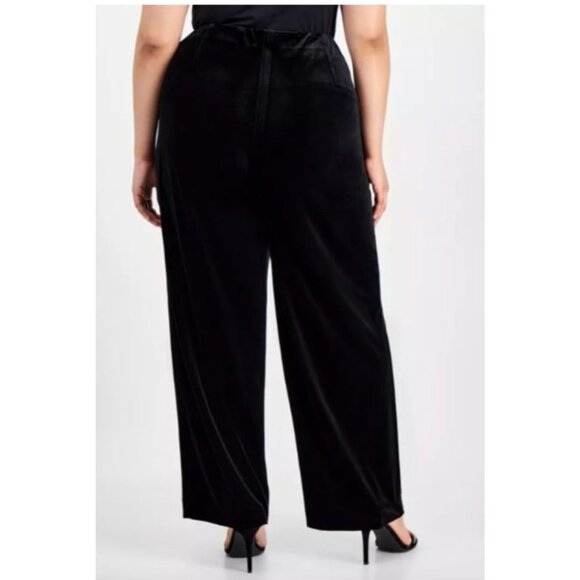 Kasper Black Velvet Womens Pants size 2X Plus Stretch Pull-On New $99 - Picture 7 of 8